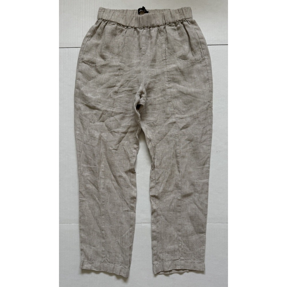 Quince Womens Size XS Elastic Waist 100% Linen Tapered Leg Pants